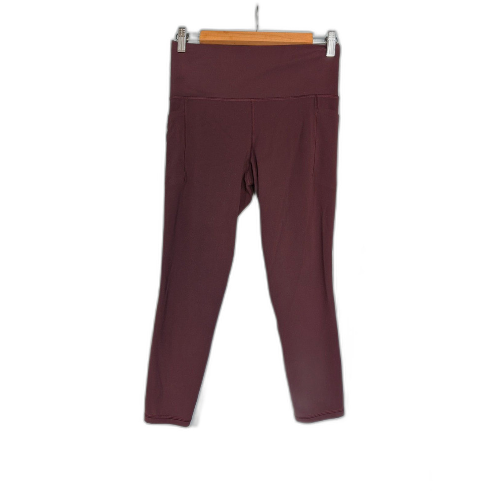 Athleta Salutation Stash Pocket High Rise Crop Leggings • Maroon size M